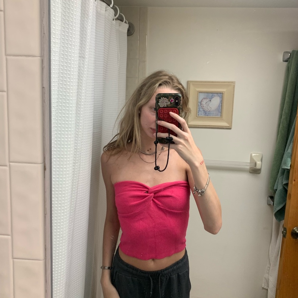 Pink Strapless Women Tube Top